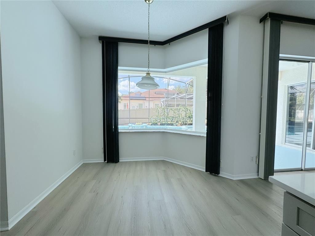 Empty room, Interior, Pendant Lights, Wood Texture Flooring