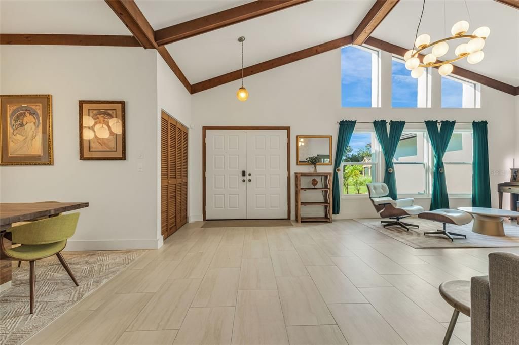 Interior, Pendant Lights, Wooden Beams, Wood Texture Flooring
