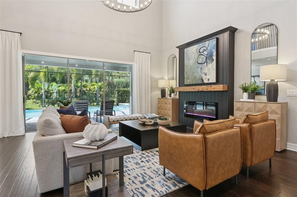 Fireplace, Interior, Living room, Wood Texture Flooring