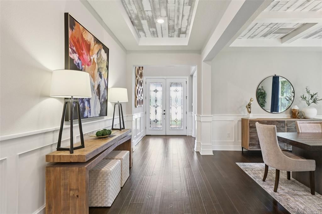 Home Office, Interior, Recessed Lighting, Wood Texture Flooring