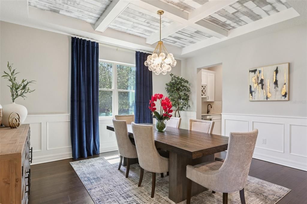 Chandelier, Dining room, Interior, Wood Texture Flooring