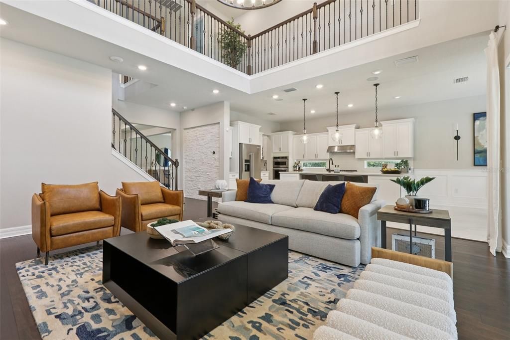 Interior, Kitchen, Living room, Pendant Lights, Recessed Lighting, Stainless Steel Appliances, Wood Texture Flooring