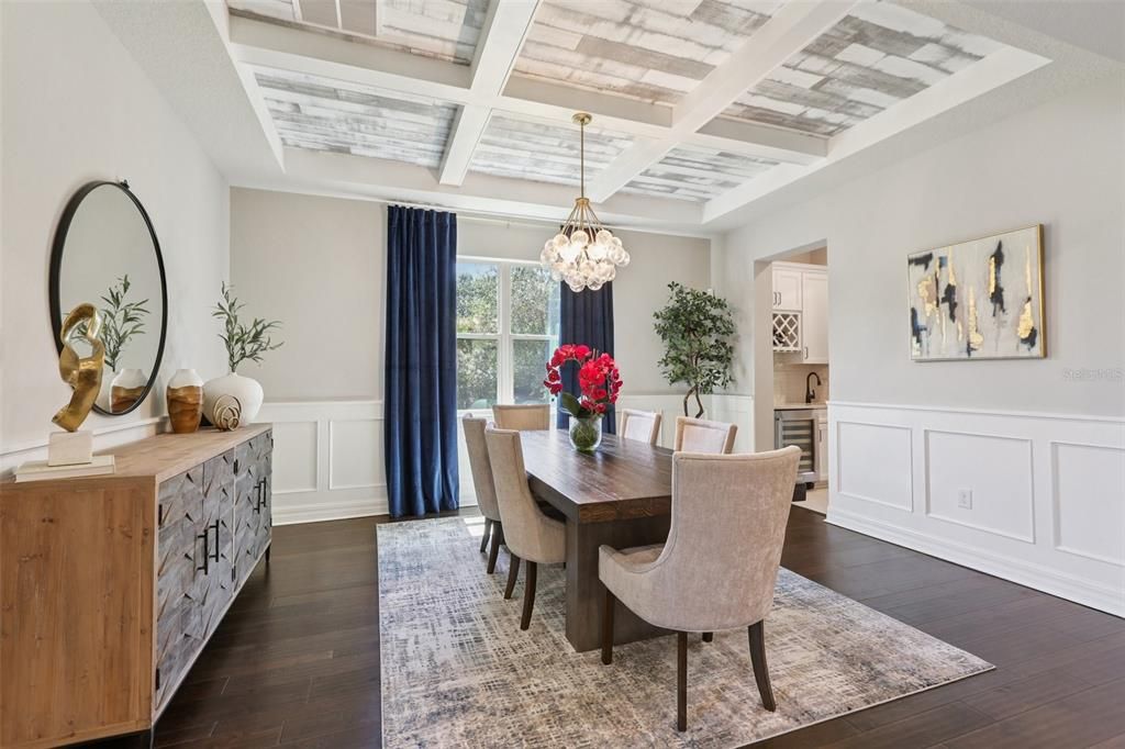 Chandelier, Dining room, Interior, Wood Texture Flooring