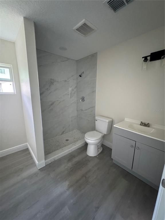 Bathroom, Interior, Marble Walls, Wood Texture Flooring
