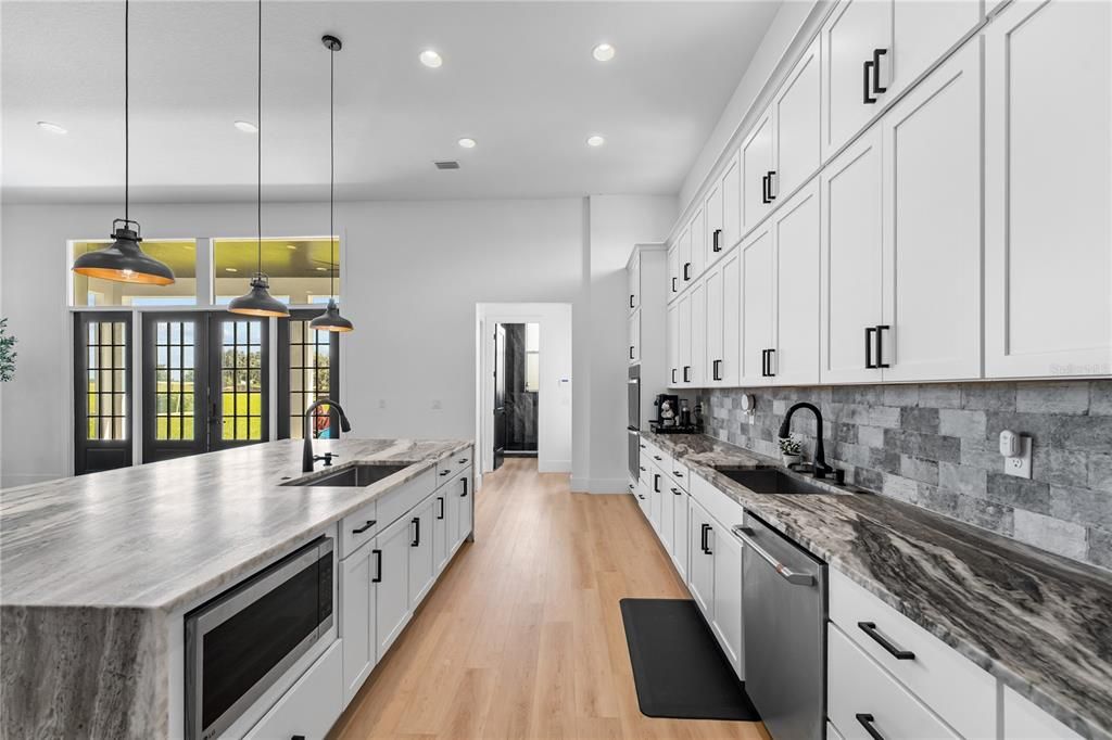 Interior, Kitchen, Pendant Lights, Recessed Lighting, Wood Texture Flooring