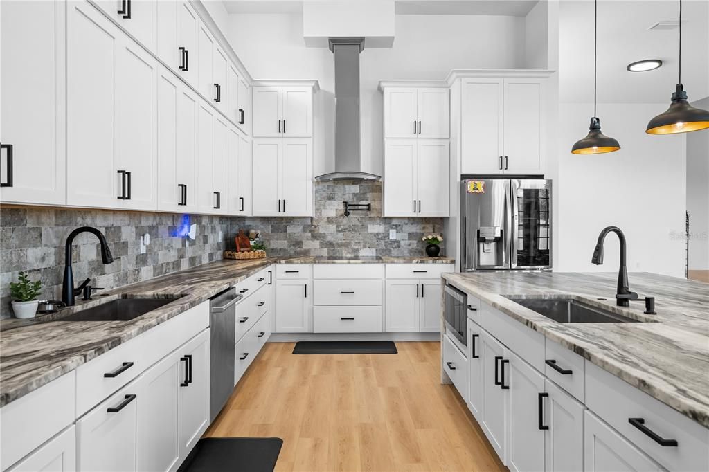 Interior, Kitchen, Pendant Lights, Recessed Lighting, Wood Texture Flooring