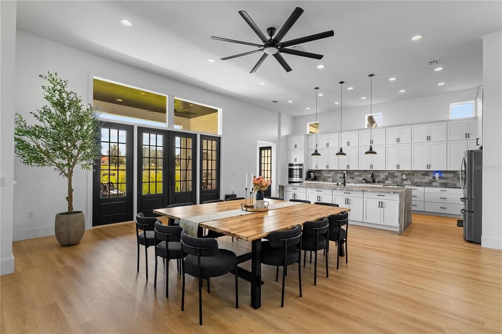 Interior, Kitchen, Pendant Lights, Recessed Lighting, Wood Texture Flooring