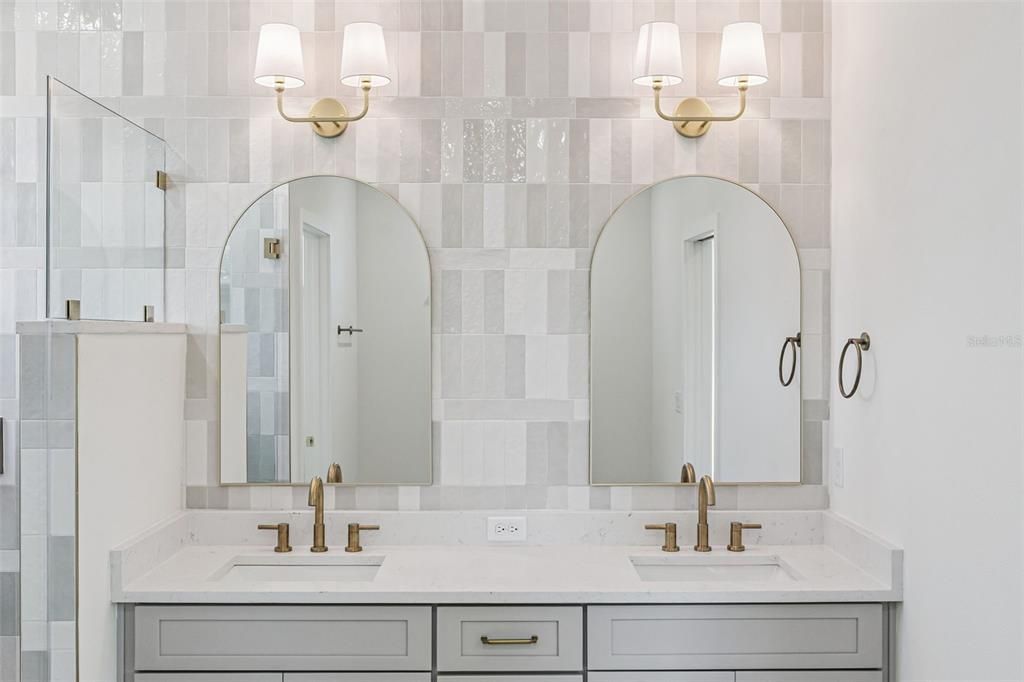 Bathroom, Dual Sink Vanities, Glass Shower, Interior