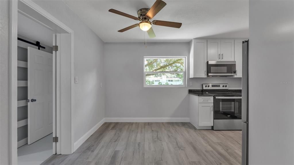 Interior, Kitchen, Stainless Steel Appliances, Wood Texture Flooring