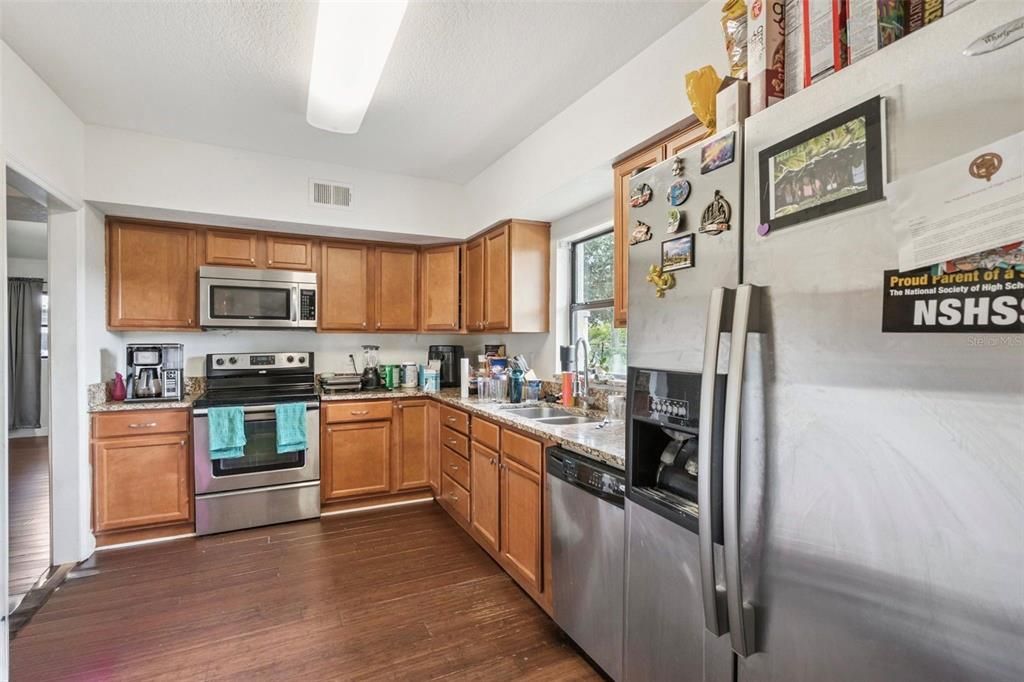 Interior, Kitchen, Stainless Steel Appliances, Wood Texture Flooring