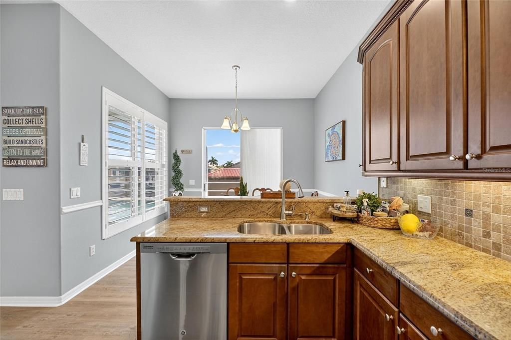 Interior, Kitchen, Pendant Lights, Wood Texture Flooring