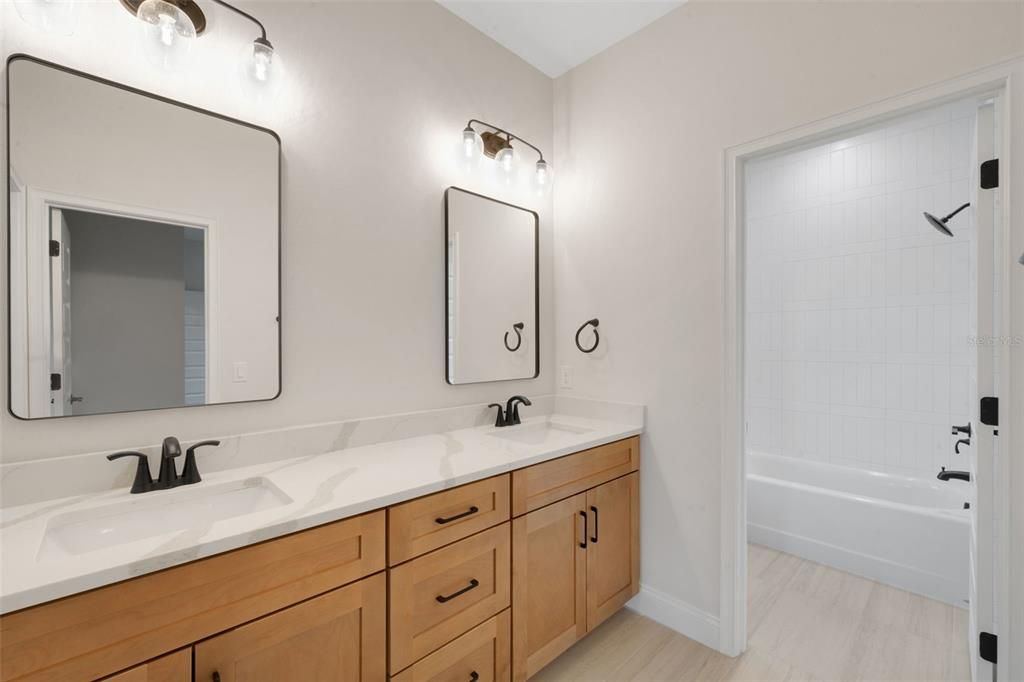Bathroom, Dual Sink Vanities, Interior, Wood Texture Flooring
