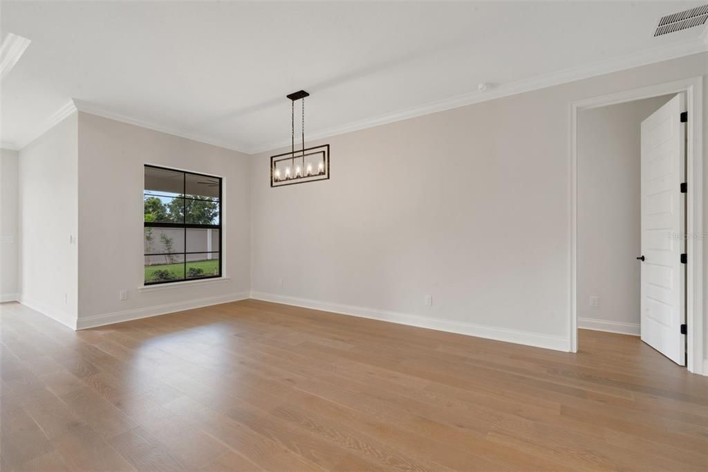 Empty room, Interior, Pendant Lights, Wood Texture Flooring