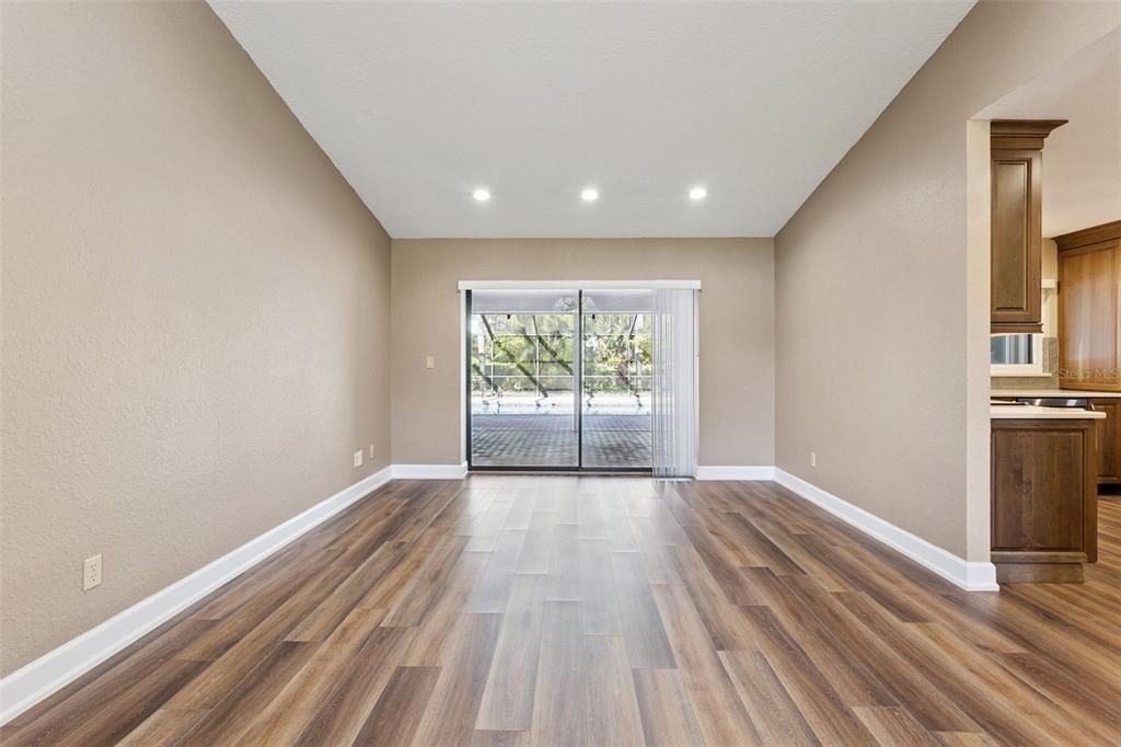 Empty room, Interior, Recessed Lighting, Wood Texture Flooring