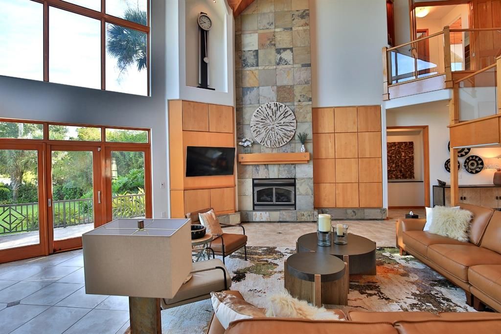 Fireplace, Interior, Living room, Stone Walls