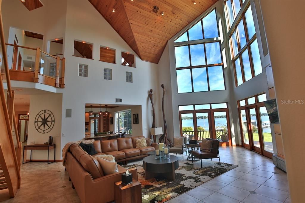 Interior, Living room, Recessed Lighting, Water, Wooden Ceilings