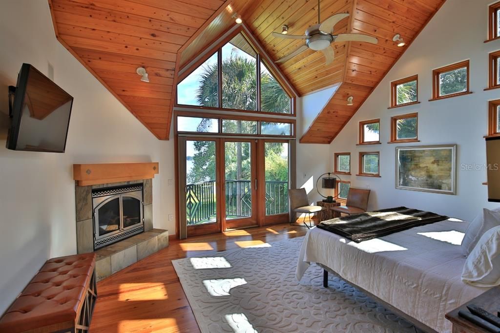 Fireplace, Interior, Living room, Recessed Lighting, Wooden Ceilings, Wood Texture Flooring