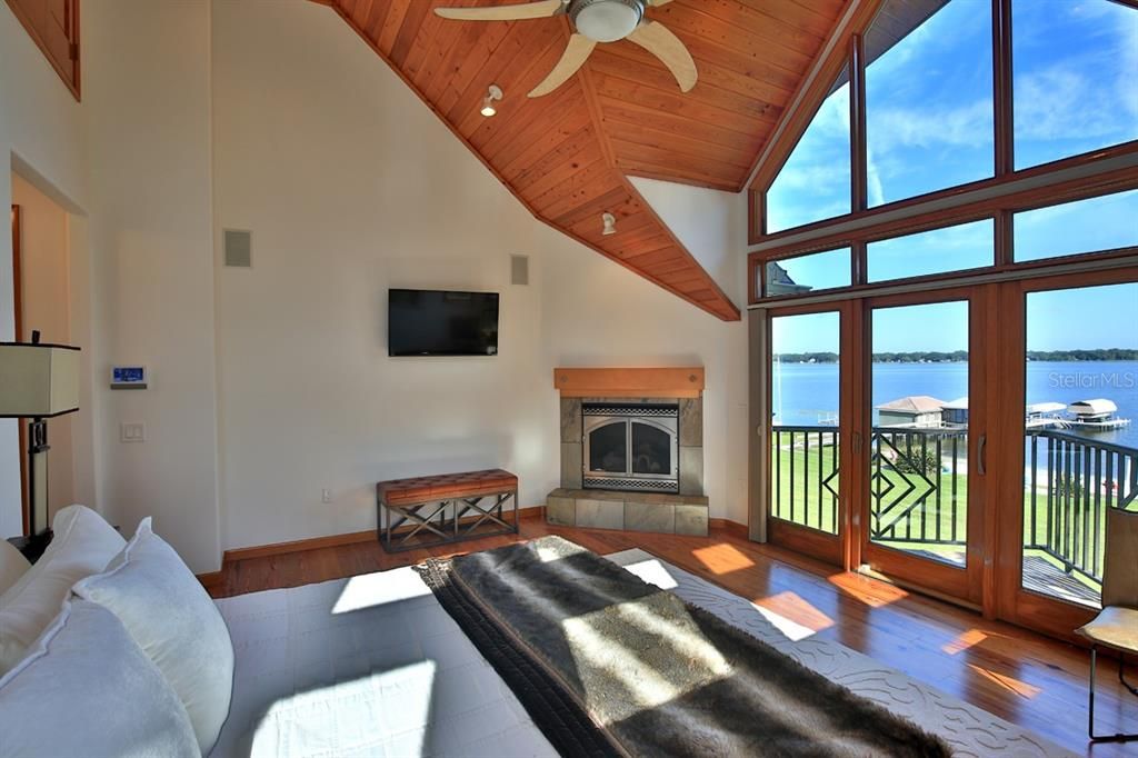 Fireplace, Interior, Water, Wooden Ceilings, Wood Texture Flooring