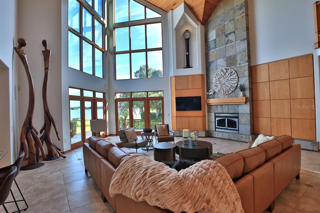 Fireplace, Interior, Living room, Stone Walls