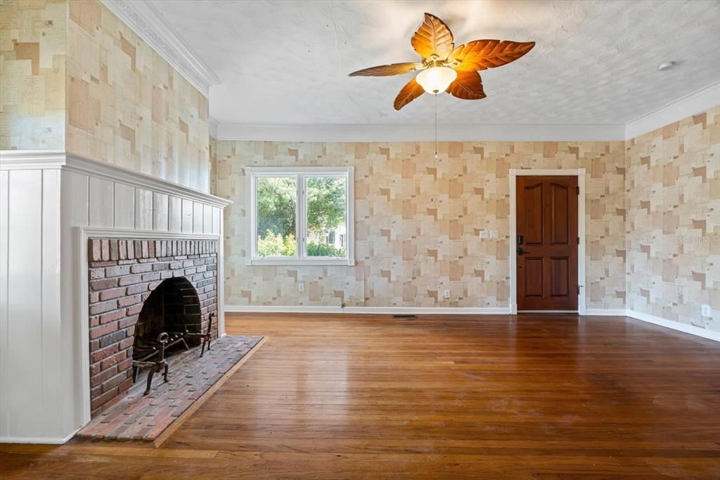 Empty room, Fireplace, Interior, Wood Texture Flooring