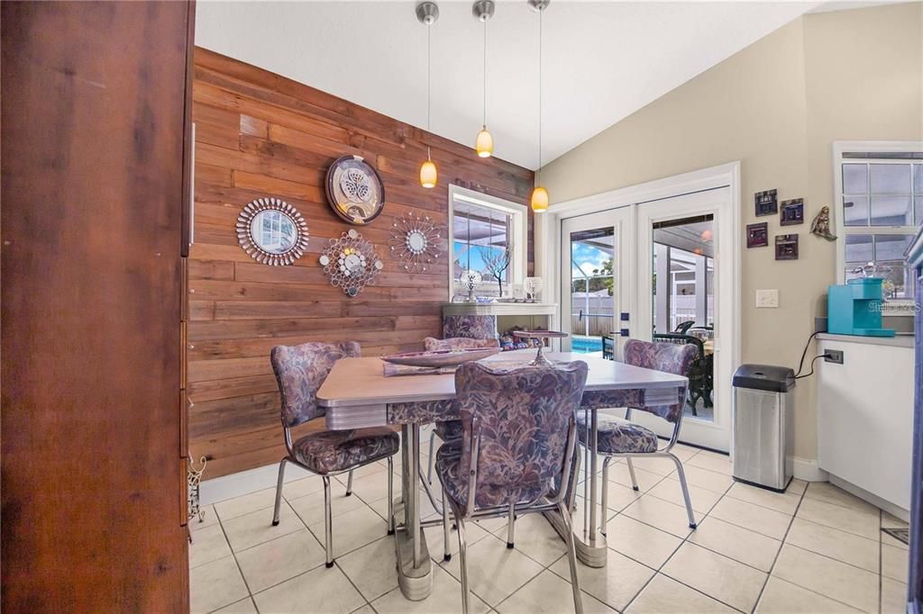 Dining room, Interior, Pendant Lights, Wooden Walls