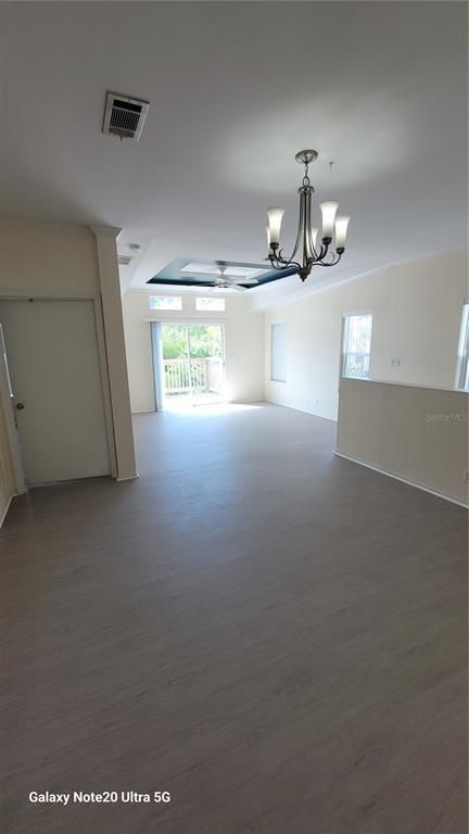 Chandelier, Empty room, Interior, Wood Texture Flooring