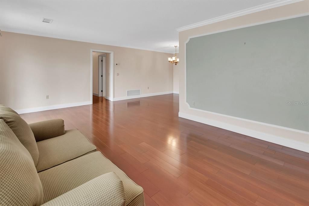 Chandelier, Empty room, Interior, Wood Texture Flooring
