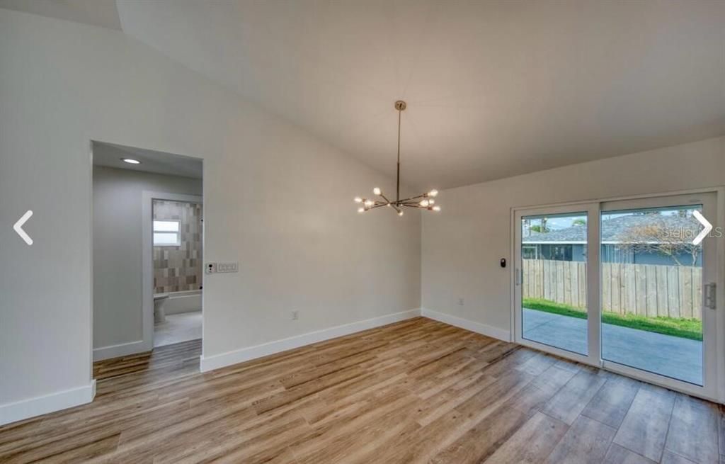 Empty room, Interior, Pendant Lights, Recessed Lighting, Wood Texture Flooring