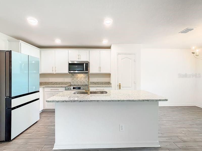 Interior, Kitchen, Recessed Lighting, Wood Texture Flooring