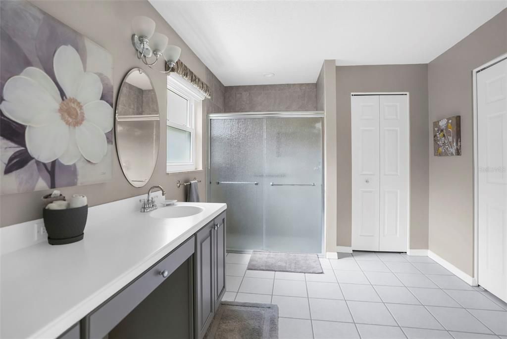 Bathroom, Dual Sink Vanities, Glass Shower, Interior