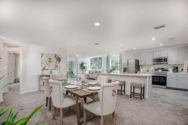 Dining room, Interior, Kitchen, Living room, Recessed Lighting, Stainless Steel Appliances