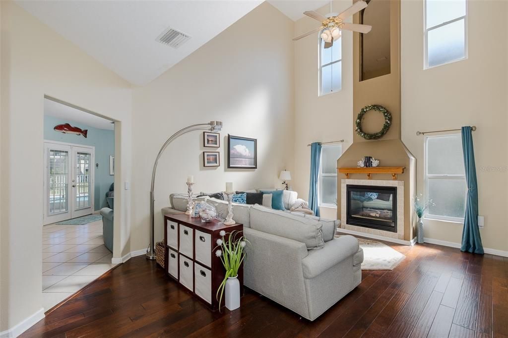 Fireplace, Interior, Living room, Wood Texture Flooring