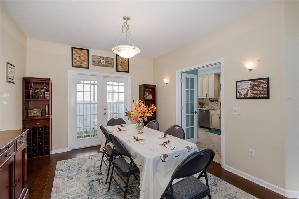 Dining room, Interior, Kitchen, Pendant Lights, Wood Texture Flooring