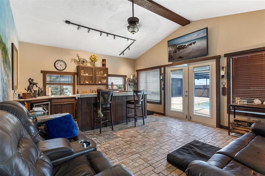 Home Theatre Room, Interior, Living room, Wooden Beams