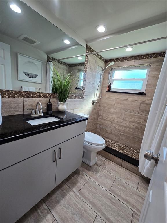 Bathroom, Glass Shower, Interior, Recessed Lighting