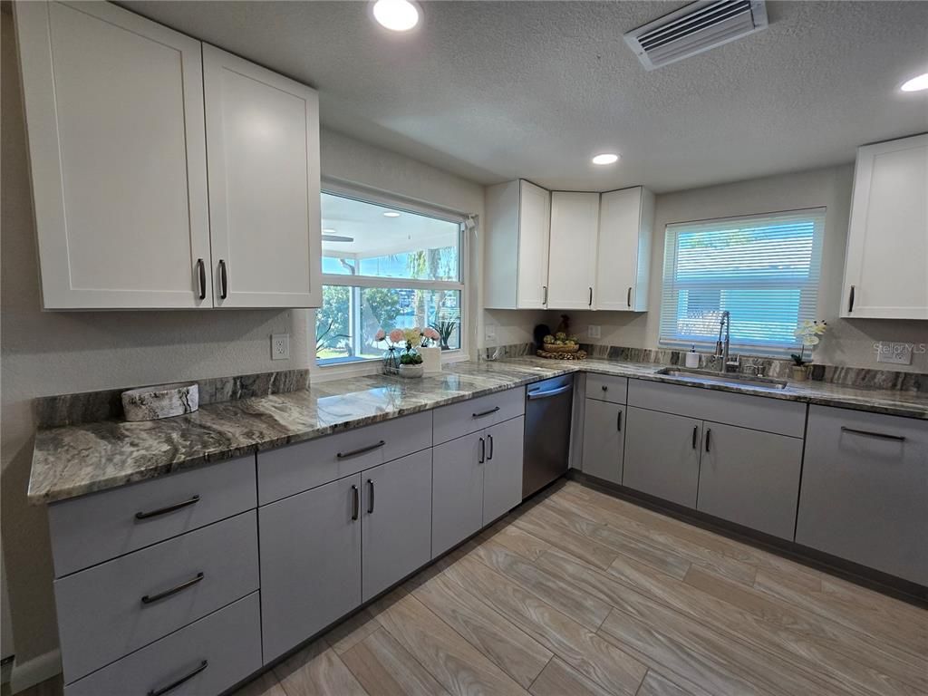 Interior, Kitchen, Recessed Lighting, Wood Texture Flooring