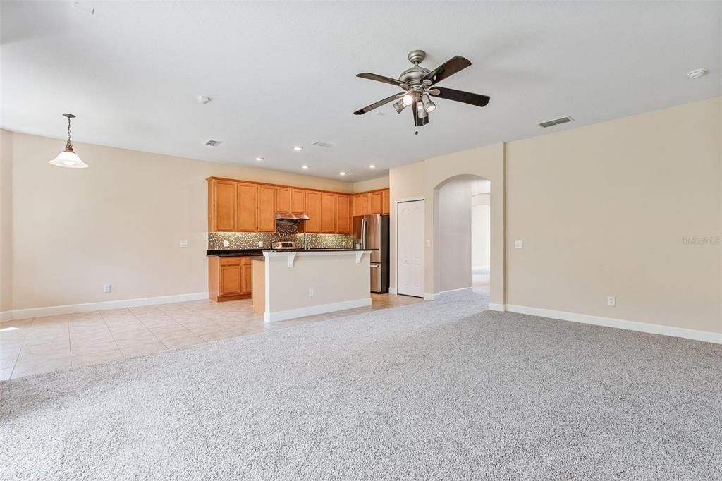 Empty room, Interior, Kitchen, Pendant Lights, Recessed Lighting