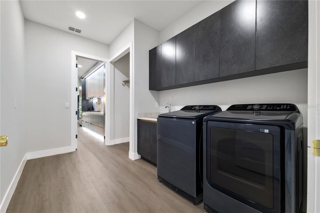 Interior, Recessed Lighting, Washer, Wood Texture Flooring