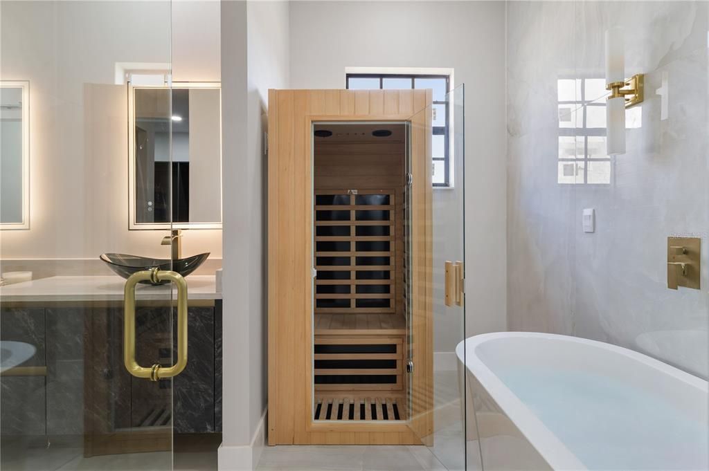Bathroom, Glass Shower, Interior, Sauna Room