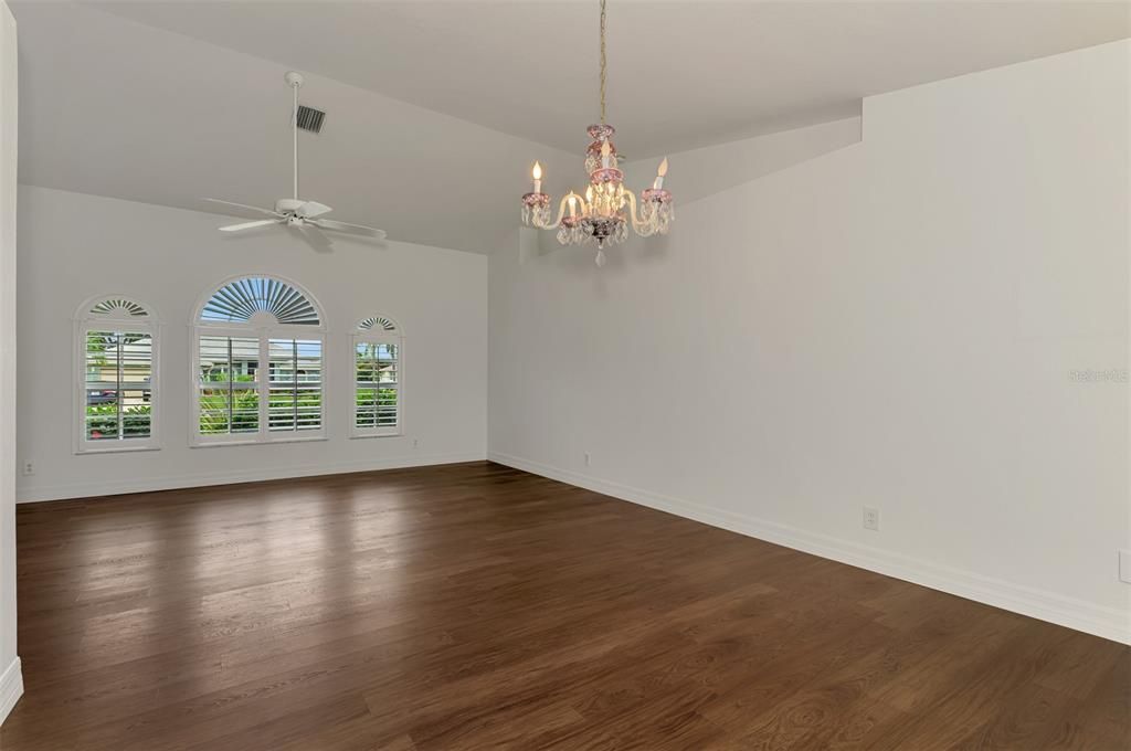 Chandelier, Empty room, Interior, Wood Texture Flooring