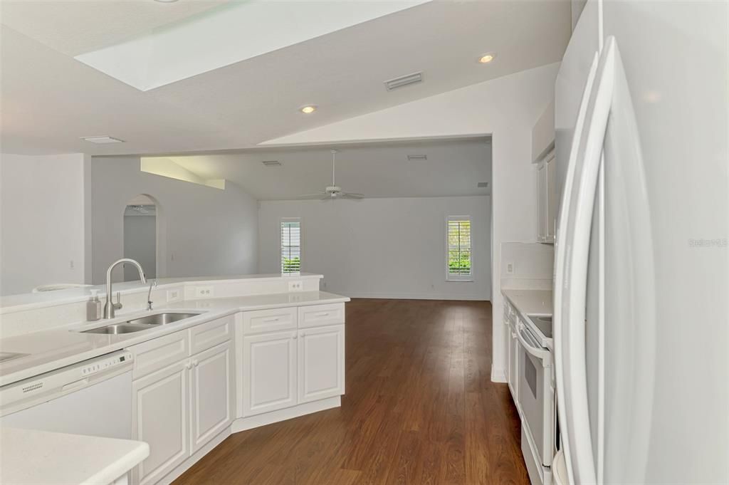 Interior, Kitchen, Recessed Lighting, Wood Texture Flooring