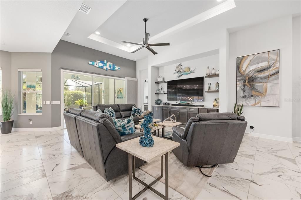 Interior, Living room, Marble, Recessed Lighting