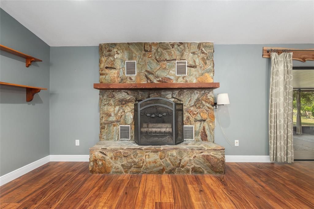 Fireplace, Interior, Wood Texture Flooring