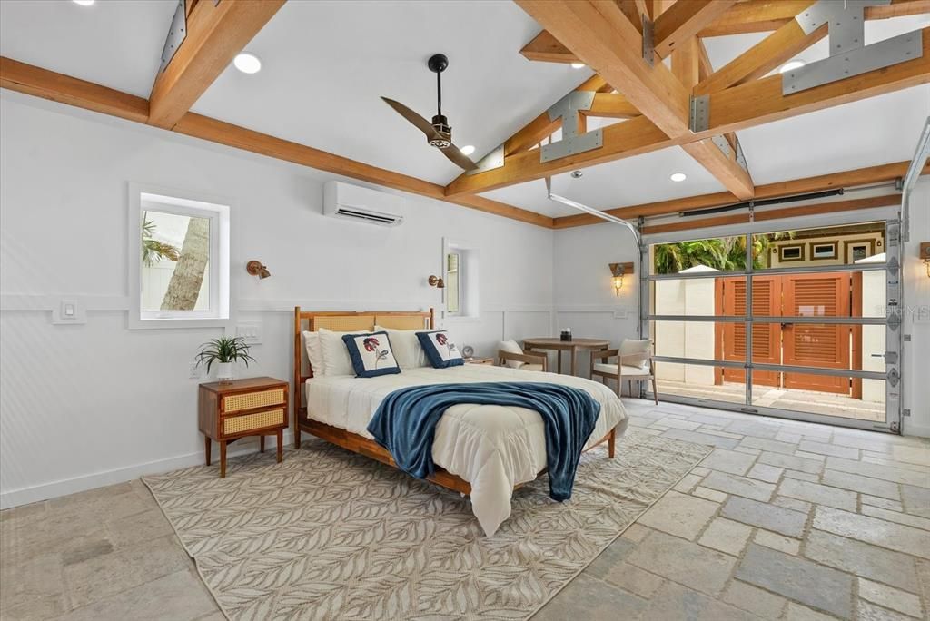 Bedroom, Interior, Recessed Lighting, Wooden Beams