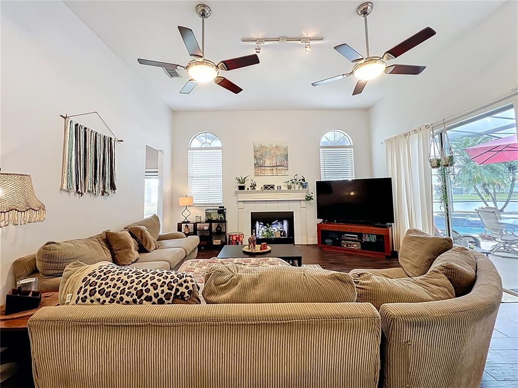 Fireplace, Interior, Living room, Water, Wood Texture Flooring