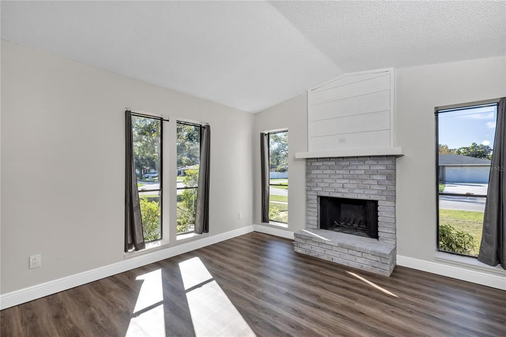 Empty room, Fireplace, Interior, Wood Texture Flooring
