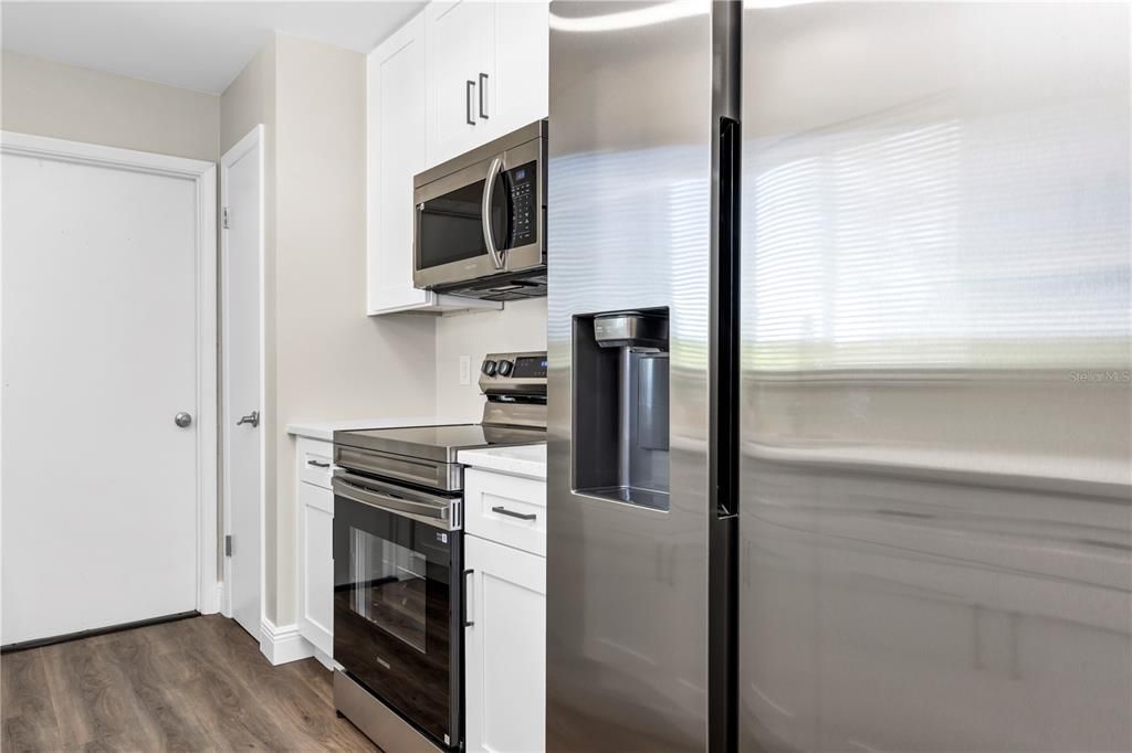 Interior, Kitchen, Stainless Steel Appliances, Wood Texture Flooring