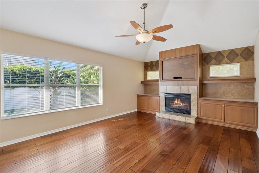 Empty room, Fireplace, Interior, Wood Texture Flooring