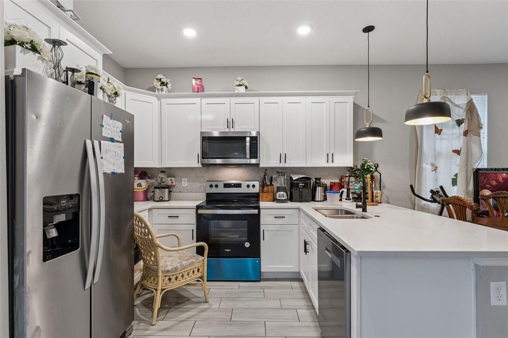 Interior, Kitchen, Pendant Lights, Recessed Lighting, Stainless Steel Appliances