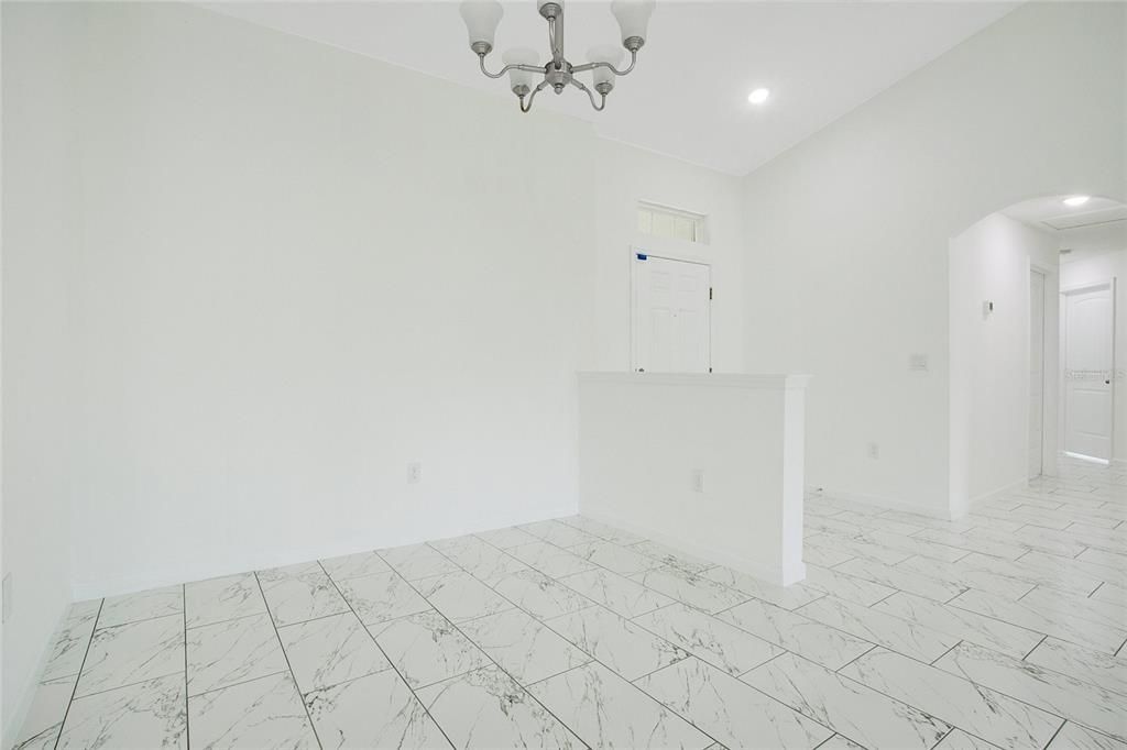Chandelier, Empty room, Interior, Marble, Recessed Lighting